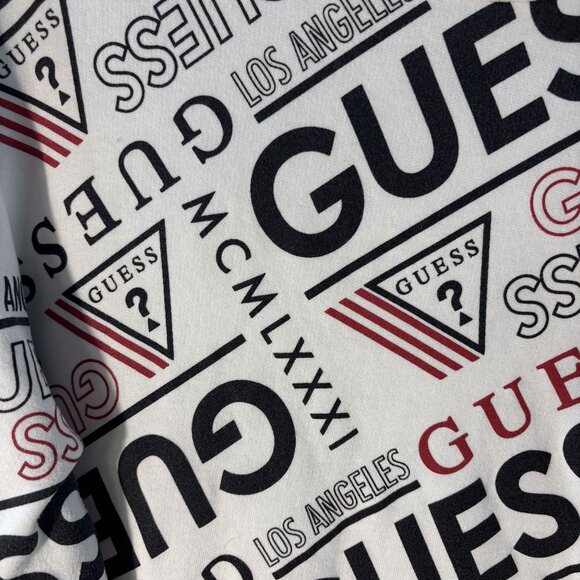 Guess Logo Print Crewneck Sweatshirt White/Black/Red L - Picture 4 of 7